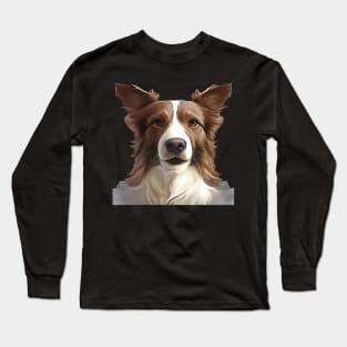 Border Collie Pet Portrait Cut Out Long Sleeve T-Shirt